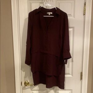 Dark Burgundy Long Sleeve Tunic by Daily Thread